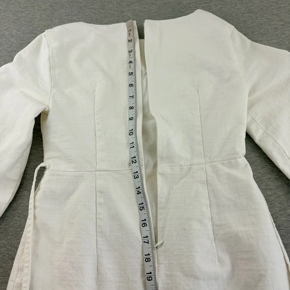 Free People Women's Ivory Linen Blend Mini‎ Dress Size 0